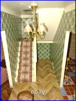 Large hand made wooden dolls house 1.12 scale fully refurbished with electrics