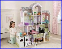 Larrge KIDKRAFT GRAND ESTATE WOODEN DOLLHOUSE Dolls House Furniture Fit Barbie