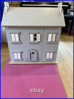 Le Van Toy Lavender Wooden Dolls House With Furniture and Accessories