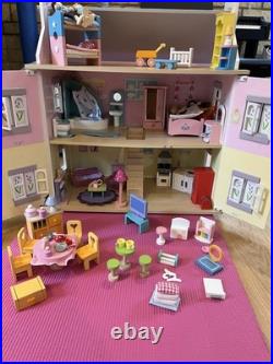 Le Van Toy Lavender Wooden Dolls House With Furniture and Accessories
