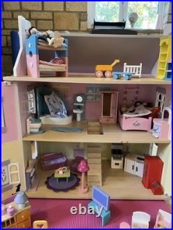 Le Van Toy Lavender Wooden Dolls House With Furniture and Accessories