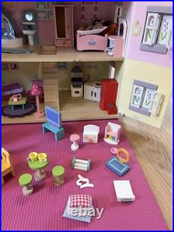 Le Van Toy Lavender Wooden Dolls House With Furniture and Accessories