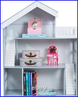 Liberty House Toys Wooden Bookcase Dolls House, Grey, LHTZ005, H1150 x
