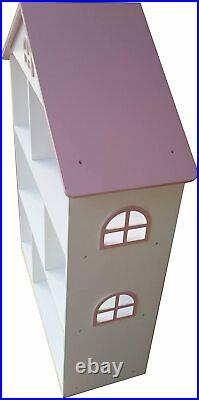 Liberty House Toys Wooden Dollhouse Bookcase Roof, Wood, White/Pink, 106.5cm H x