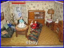Living room furniture 1950s, bar compartment + turntable f dollhouse dollhouse