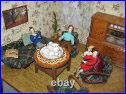 Living room furniture 1950s, bar compartment + turntable f dollhouse dollhouse