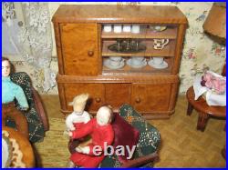 Living room furniture 1950s, bar compartment + turntable f dollhouse dollhouse