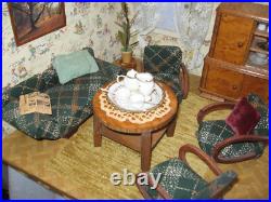 Living room furniture 1950s, bar compartment + turntable f dollhouse dollhouse