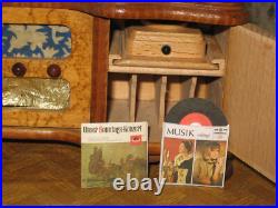 Living room furniture 1950s, bar compartment + turntable f dollhouse dollhouse