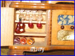 Living room furniture 1950s, bar compartment + turntable f dollhouse dollhouse