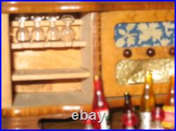 Living room furniture 1950s, bar compartment + turntable f dollhouse dollhouse