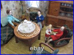 Living room furniture 1950s, bar compartment + turntable f dollhouse dollhouse
