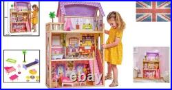 Luxury 3-Storey Kayla Wooden Dolls House with Accessories Ideal Gift for Kids