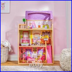 Luxury 3-Storey Kayla Wooden Dolls House with Accessories Ideal Gift for Kids