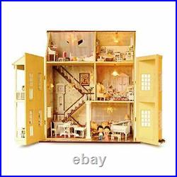 MAGQOO 3D Wooden Dollhouse Miniature DIY House Kit with Furniture 124 Scale C