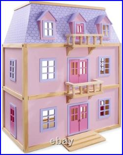 Melissa & Doug Multi Level Wooden Doll House Furnished Play Set Open Design
