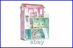 Milliard Wooden Doll House, Includes 20 Furniture Pieces Large Three Level