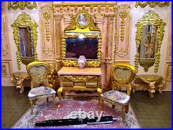 Miniature 112 scale Rococo Louis XVI armchair dresser mirror OOAK dollhouse