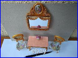 Miniature 112 scale Rococo Louis XVI armchair dresser mirror OOAK dollhouse