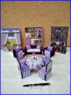 Miniature 1/12 Dining Table 4x Chairs Series Provence Dollhouse Unique OOAK