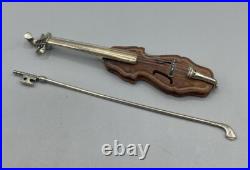 Miniature 800 Silver Wood Violin Sacchetti Italy Instrument Dollhouse Accessories Miniature 800 Silver Wood Violin Sacchetti Italy Instrument Dollhouse Accessories