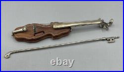 Miniature 800 Silver Wood Violin Sacchetti Italy Instrument Dollhouse Accessories Miniature 800 Silver Wood Violin Sacchetti Italy Instrument Dollhouse Accessories