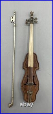 Miniature 800 Silver Wood Violin Sacchetti Italy Instrument Dollhouse Accessories Miniature 800 Silver Wood Violin Sacchetti Italy Instrument Dollhouse Accessories