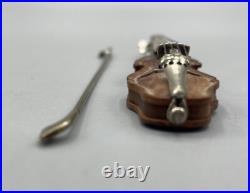 Miniature 800 Silver Wood Violin Sacchetti Italy Instrument Dollhouse Accessories Miniature 800 Silver Wood Violin Sacchetti Italy Instrument Dollhouse Accessories