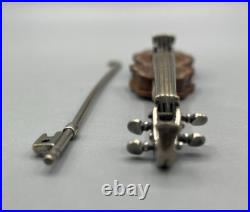 Miniature 800 Silver Wood Violin Sacchetti Italy Instrument Dollhouse Accessories Miniature 800 Silver Wood Violin Sacchetti Italy Instrument Dollhouse Accessories