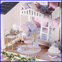 Miniature Dollhouse Furniture Kits Wooden LED Lights Playset Self Assembled