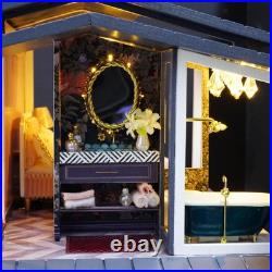 Miniature Dollhouse Furniture Kits Wooden LED Lights Playset Self Assembled