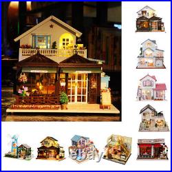 Miniature Dollhouse Kit Wooden Apartment Model with LED Light Made in