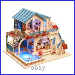 Miniature Dollhouse Kit Wooden Apartment Model with LED Light Made in