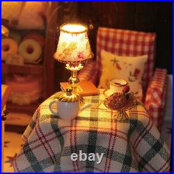 Miniature Dollhouse Wooden Paris Coffee & Cake Shop Light & Music Craft Toys