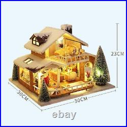Miniature Mini DIY Assembled Wooden Dollhouse with Light Furniture Doll House
