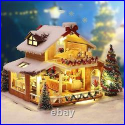 Miniature Mini DIY Assembled Wooden Dollhouse with Light Furniture Doll House