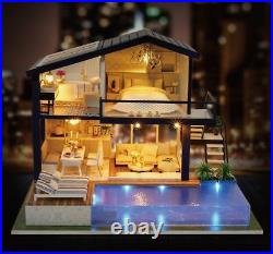 Modern Miniature Doll House 3D Wooden Dollhouse With Pool Furniture For Girls