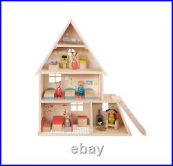 NEW Moulin Roty La Grande Familie Wooden Doll House with Furniture