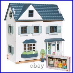 NEW Tender Leaf Toys Dovetail Doll House with Wooden Family