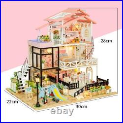 New Diy Wooden Doll House Kit Miniature With Furniture Light Princess Casa Big V