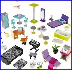 New! KidKraft Uptown Girl's Uptown Dollhouse With Furniture Wooden Playhouse