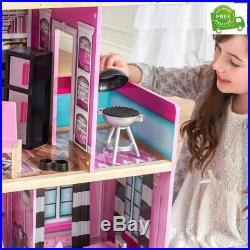 New Shimmer Mansion Dollhouse Wooden Dollhouse Fits Barbie Sized Dolls Toy Gift