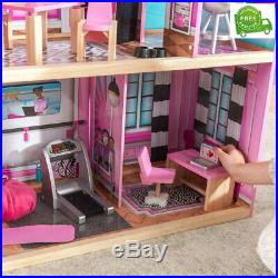 New Shimmer Mansion Dollhouse Wooden Dollhouse Fits Barbie Sized Dolls Toy Gift
