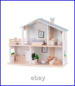 New Wooden Two Level Doll House with Beautifully Decorated Furniture For Kids F1