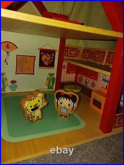 Ni Hao Kai Lan Wooden Doll House Playset Rare HTF Traditional Chinese Dollhouse