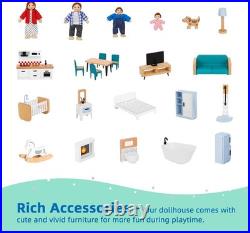OOOK Wooden Dollhouse with Liftable Elevator, Modern Doll House for Kids Toddle OOOK Wooden Dollhouse with Liftable Elevator, Modern Doll House for Kids Toddle