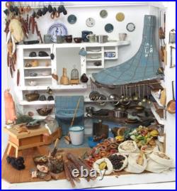 Old DOLLS HOUSE doll's kitchen SMOKER KITCHEN extensive accessories Bodo Hennig Old DOLLS HOUSE doll's kitchen SMOKER KITCHEN extensive accessories Bodo Hennig
