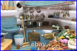 Old DOLLS HOUSE doll's kitchen SMOKER KITCHEN extensive accessories Bodo Hennig Old DOLLS HOUSE doll's kitchen SMOKER KITCHEN extensive accessories Bodo Hennig