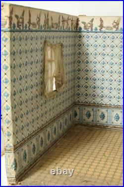 Old dollhouse housing doll's kitchen Wilhelminian period 1900 dollhouse 56 x 42 cm dwarfs