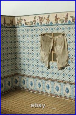 Old dollhouse housing doll's kitchen Wilhelminian period 1900 dollhouse 56 x 42 cm dwarfs